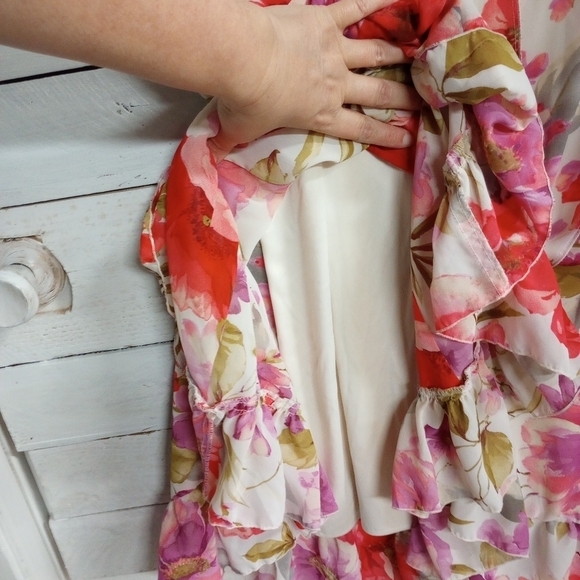 Z Studio Sleeveless, Women's 8P Sheer Slip Lined Floral A Line Spring Dress - Picture 10 of 12